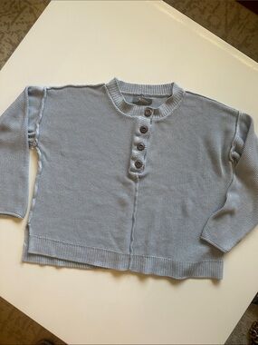 Natural Reflections Light Blue Knit Sweater with Wooden Buttons